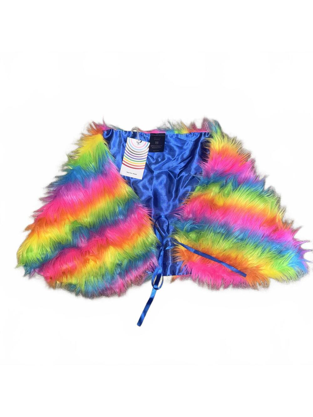 Rainbow Y2K Faux Fur Shawl